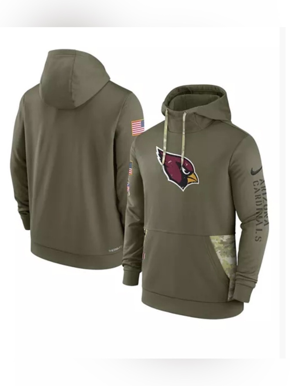 Nike Men's Olive Arizona Cardinals Salute to Service NFL Performance hoodie M
